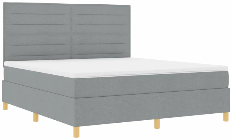 vidaXL Κρεβάτι Box Spring με Στρώμα & LED Γκρι 180x200 εκ. Ύφασμα
