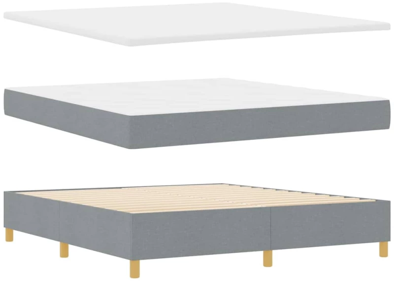 vidaXL Κρεβάτι Box Spring με Στρώμα & LED Γκρι 180x200 εκ. Ύφασμα