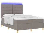 vidaXL Κρεβάτι με Στρώμα & LED Ταμπακί 140x190 εκ Υφασμάτινο