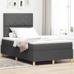 vidaXL Κρεβάτι Box Spring της με στρώμα & LED σκούρο γκρι 120x200 εκ. ύφασμα