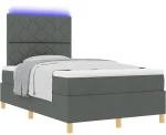 vidaXL Κρεβάτι Box Spring της με στρώμα & LED σκούρο γκρι 120x200 εκ. ύφασμα