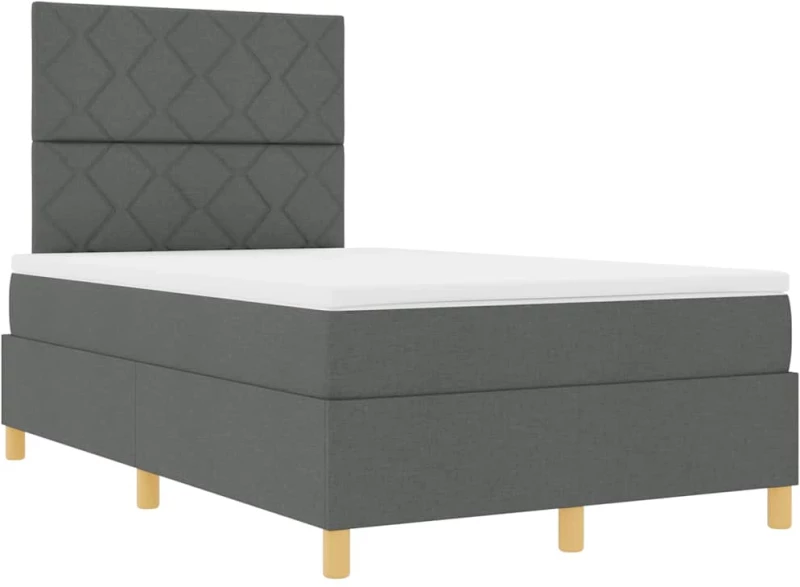 vidaXL Κρεβάτι Box Spring της με στρώμα & LED σκούρο γκρι 120x200 εκ. ύφασμα