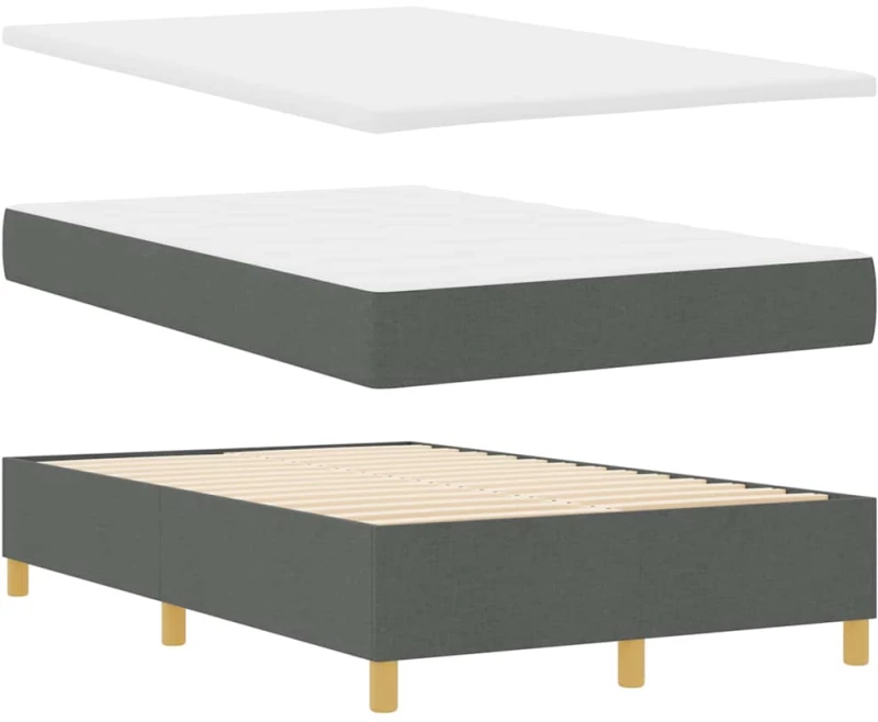 vidaXL Κρεβάτι Box Spring της με στρώμα & LED σκούρο γκρι 120x200 εκ. ύφασμα