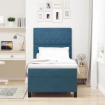 vidaXL Κρεβάτι Box Spring με Στρώμα & LED Σκούρο Μπλε 90x200 εκ Βελούδο