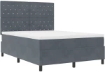 Κρεβάτι Box Spring με Στρώμα & LED VidaXL Σκούρο Γκρι 160x200 εκ Βελούδο