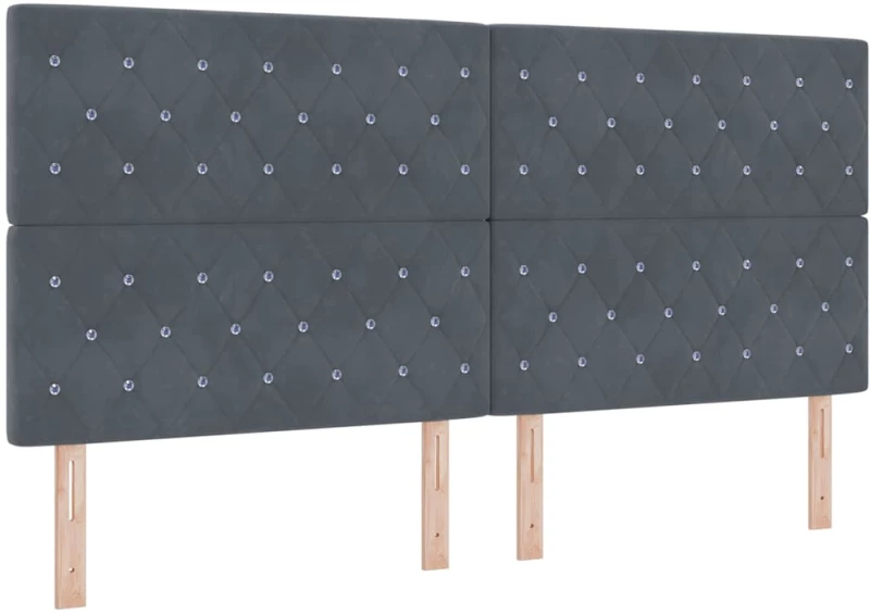 vidaXL Κρεβάτι με Στρώμα & LED Γκρίζο Σκούρο 200x200 cm Βελούδο