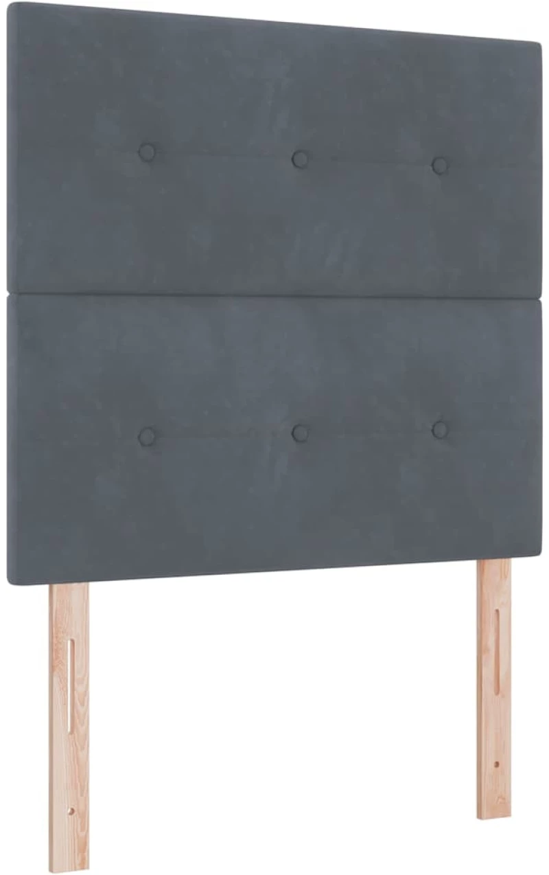 vidaXL Κρεβάτι Box Spring με Στρώμα & LED Σκούρο Γκρι 100x200 εκ Βελούδο