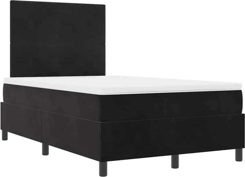 κρεβάτι Box Spring με στρώμα και LED μαύρο 120x200 εκ. βελούδο