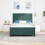 κρεβάτι box spring vidaXL με στρώμα & LED Σκούρο Πράσινο 140x190 εκ Βελούδο