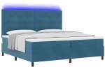 vidaXL Κρεβάτι με Στρώμα & LED Σκούρο Μπλε 200x200 εκ Βελούδο