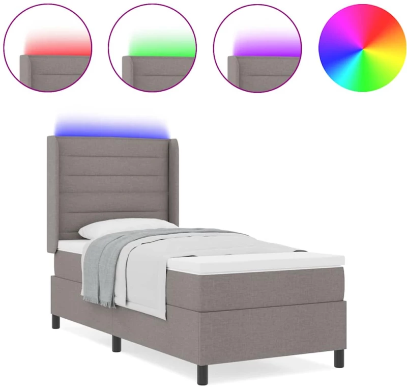 vidaXL Κρεβάτι με Στρώμα & LED Ταπέτο 80x200 εκ Υφασμάτινο
