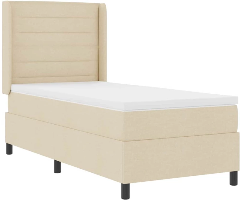 vidaXL Κρεβάτι με Στρώμα & LED σε Κρέμ, 90x200 εκ Ύφασμα