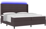 Κρεβάτι Box Spring με Στρώμα & LED vidaXL Καφέ Σκούρο 200x200 εκ. Υφασμάτινο