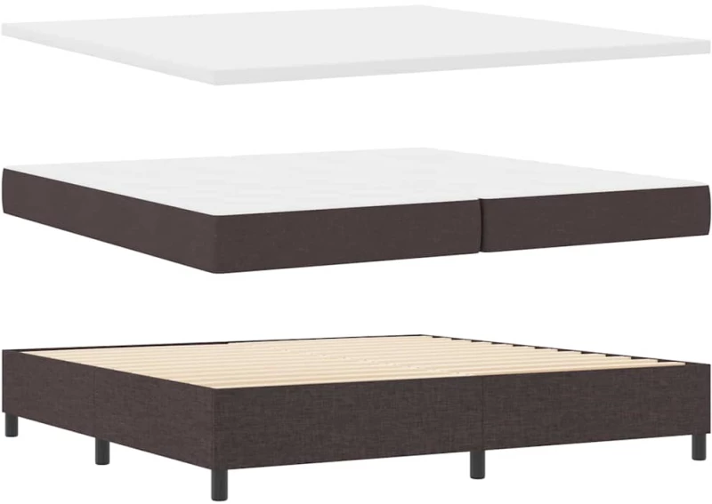 Κρεβάτι Box Spring με Στρώμα & LED vidaXL Καφέ Σκούρο 200x200 εκ. Υφασμάτινο