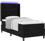 vidaXL Κρεβάτι με Ελατήρια και Στρώμα & LED Μαύρο 80x200 cm από Ύφασμα