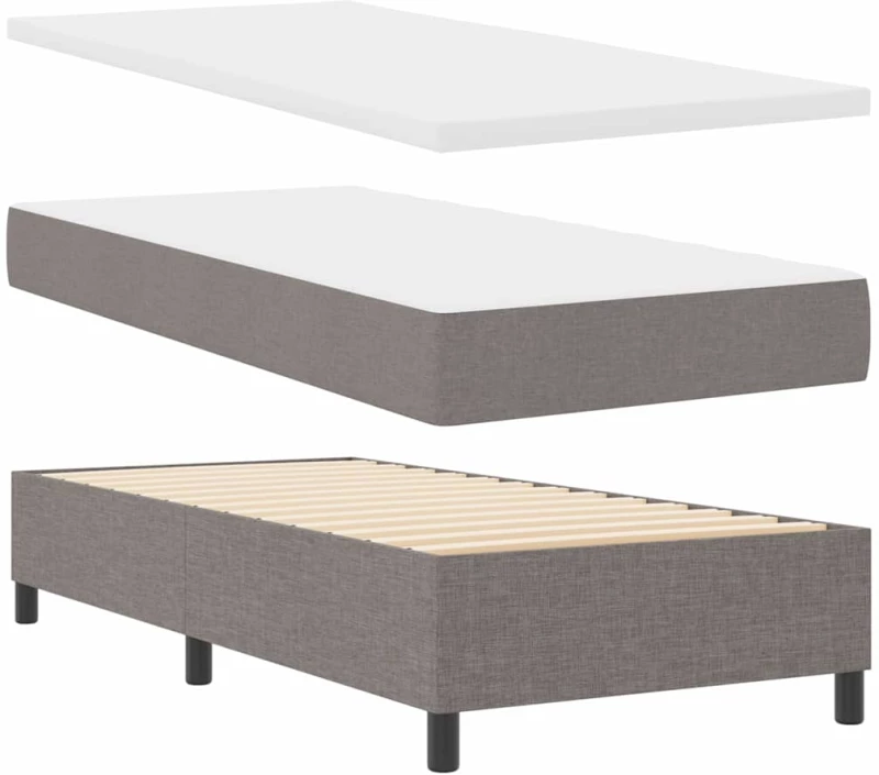 Κρεβάτι Box Spring vidaXL με στρώμα και LED Ταπέ 90x190 εκ. Υφάσμα