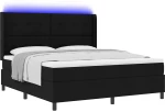vidaXL Κρεβάτι με Στρώμα & LED Μαύρο 180x200 εκ. Υφασμάτινο