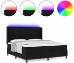 vidaXL Κρεβάτι με Στρώμα & LED Μαύρο 180x200 εκ. Υφασμάτινο