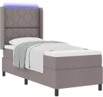 Κιβώτιο Κρεβάτι με Στρώμα και LED Taupe 90x190 εκ. Υφάσματος