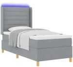 Κρεβάτι με Στρώμα Box Spring & Φωτισμό LED Γκρι 100x200 εκ Fabric