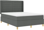 κρεβάτι box spring vidaXL με στρώμα & LED σκούρο γκρι 140x200 εκ ύφασμα
