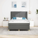 κρεβάτι box spring vidaXL με στρώμα & LED σκούρο γκρι 140x200 εκ ύφασμα