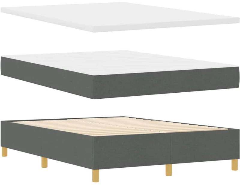 κρεβάτι box spring vidaXL με στρώμα & LED σκούρο γκρι 140x200 εκ ύφασμα