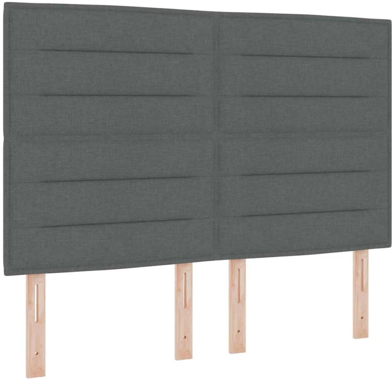 κρεβάτι box spring vidaXL με στρώμα & LED σκούρο γκρι 140x200 εκ ύφασμα