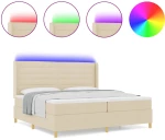 vidaXL Κρεβάτι με Στρώμα & LED Κρέμα 200x200 εκ Καμβάς