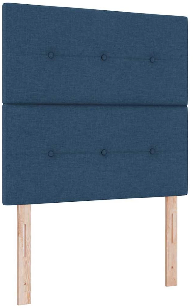 vidaXL Κρεβάτι Box Spring με Ματράς & LED Μπλε 90x200 εκ. Υφασμάτινο