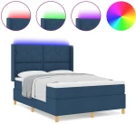 vidaXL Κρεβάτι με ελατήριο και στρώμα & LED μπλε 140x190 εκ. Ύφασμα