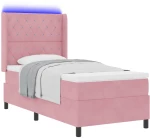 vidaXL Κρεβάτι με Στρώμα και LED Ροζ 90x190 εκ Βελούδο