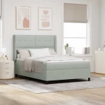 κρεβάτι box spring vidaXL με στρώμα & LED ανοιχτό γκρι 160x200 εκ. βελούδο