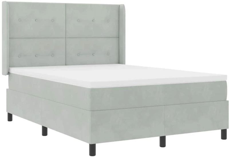 κρεβάτι box spring vidaXL με στρώμα & LED ανοιχτό γκρι 160x200 εκ. βελούδο