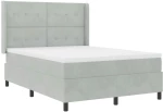 κρεβάτι box spring vidaXL με στρώμα & LED ανοιχτό γκρι 160x200 εκ. βελούδο