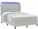 κρεβάτι box spring vidaXL με στρώμα & LED ανοιχτό γκρι 160x200 εκ. βελούδο