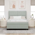 κρεβάτι box spring vidaXL με στρώμα & LED ανοιχτό γκρι 160x200 εκ. βελούδο