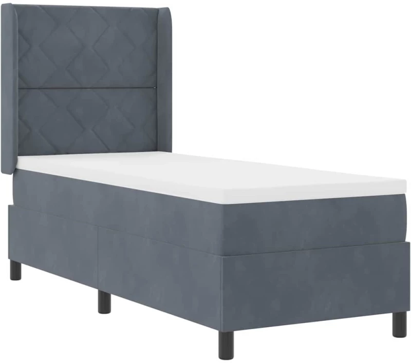 vidaXL Κρεβάτι Box Spring με Στρώμα & LED Σκούρο Γκρι 80x200 εκ. Βελούδο