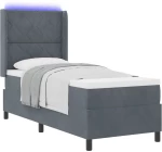 vidaXL Κρεβάτι Box Spring με Στρώμα & LED Σκούρο Γκρι 80x200 εκ. Βελούδο