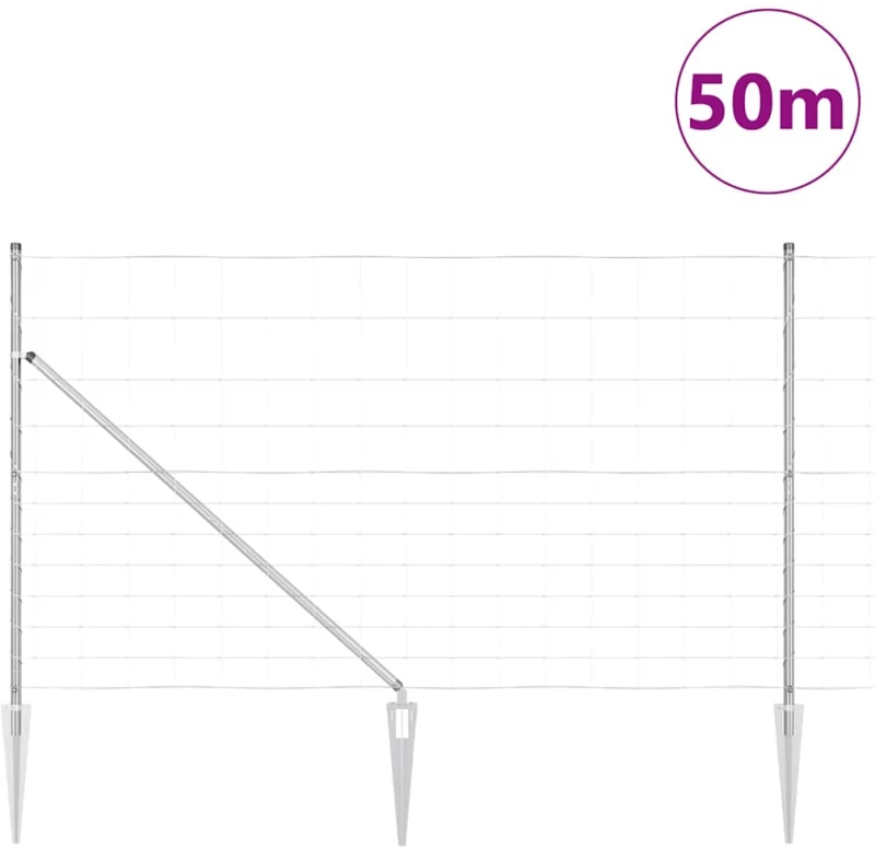 vidaXL Φράκτης 1.4x50 μ Γαλβανισμένος Χάλυβας