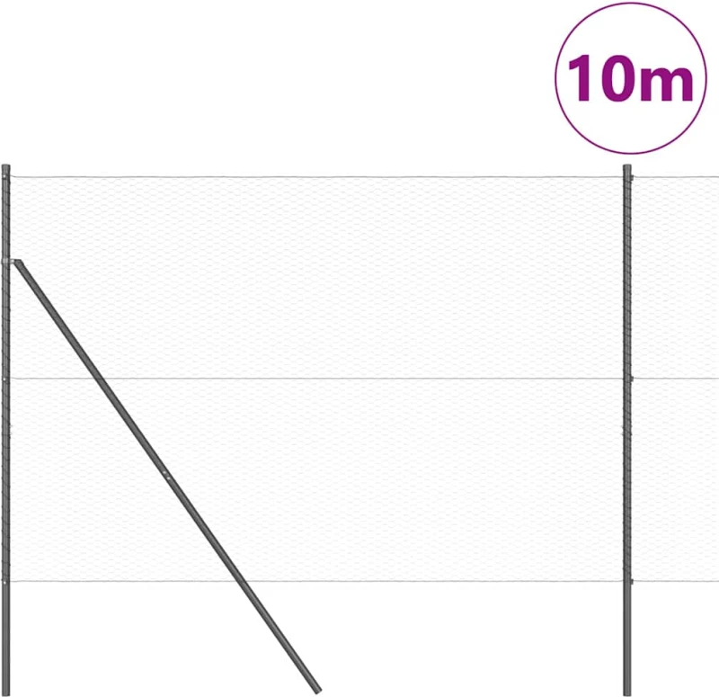 vidaXL Εξάγωνο Φράχτη Γκρι 1.6 x 10 m Χάλυβας