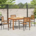vidaXL Σετ Τραπεζαρίας Κήπου 5 pcs Μαύρο 150 x 90 x 74 cm
