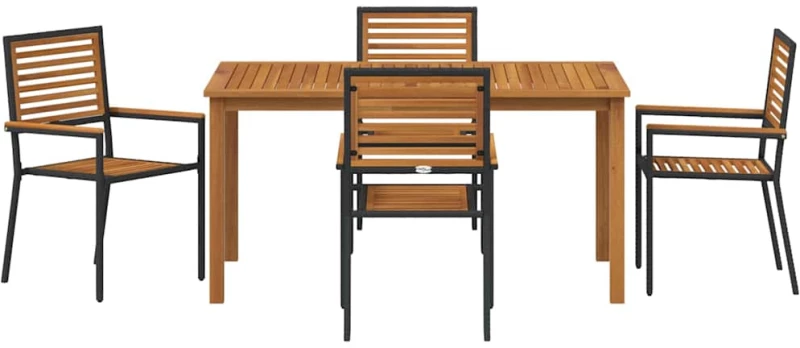 vidaXL Σετ Τραπεζαρίας Κήπου 5 pcs Μαύρο 150 x 90 x 74 cm