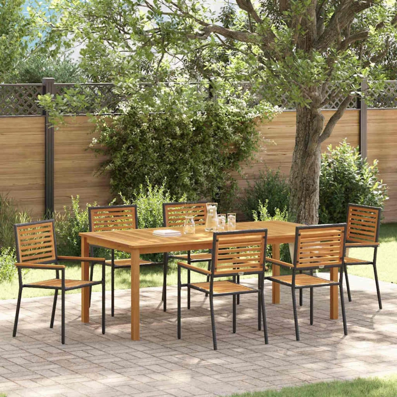 vidaXL Σετ Τραπεζαρίας Κήπου 7 pcs Μαύρο 200 x 100 x 74 cm