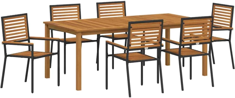 vidaXL Σετ Τραπεζαρίας Κήπου 7 pcs Μαύρο 200 x 100 x 74 cm
