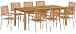 vidaXL Σετ Τραπεζαρίας Κήπου 9 pcs Μπεζ 200 x 100 x 74 cm
