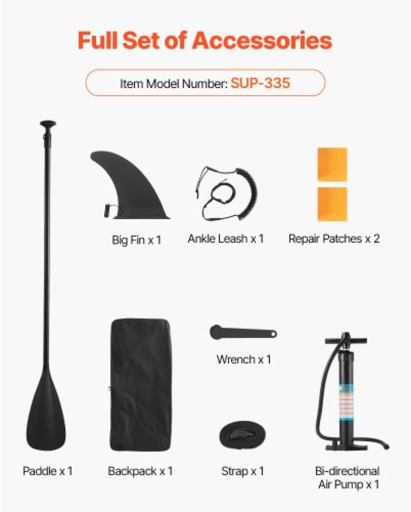 VEVOR Inflatable Stand Up Paddle Board 3.35m Sup Surfboard with Paddle Accessory