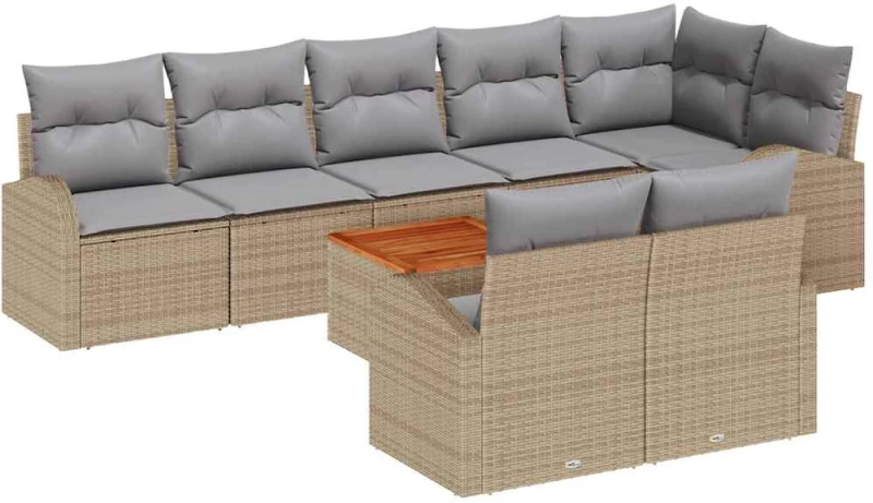 vidaXL Σετ Σαλονιού Κήπου 9 pcs Beige, ανοιχτό γκρι Μεγάλο