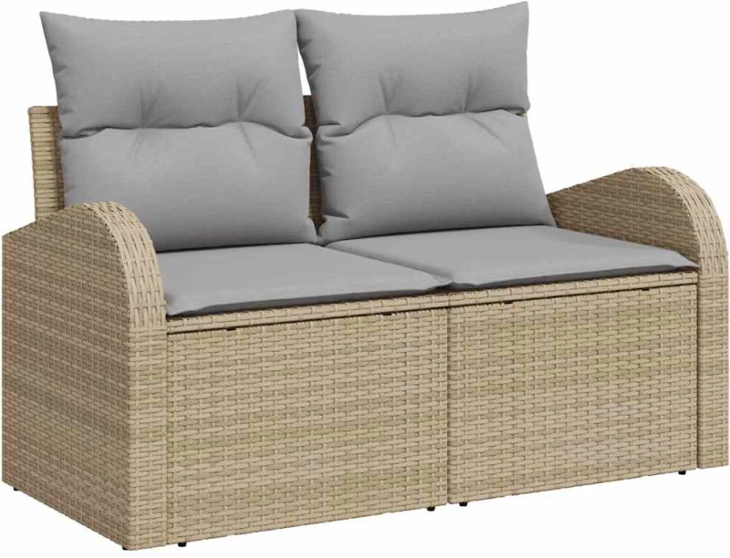 vidaXL Σετ Σαλονιού Κήπου 9 pcs Beige, ανοιχτό γκρι Μεγάλο