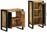 vidaXL Σετ Επίπλων Μπάνιου με ράφι 2 pcs Καστανό Στερεό ξύλο μάνγκο